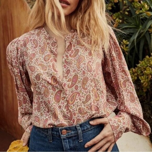 Doen Scarlet Top in Golden Hour Paisley size XS NWT - Picture 3 of 12